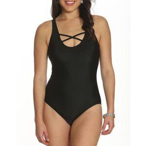 Sun and Sea Women's One Piece Swimsuits - Red Crisscross-Neck One New With Tags